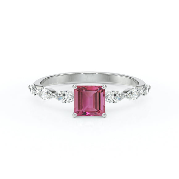 Solitaire accompagné tourmaline diamant Solstice - 6