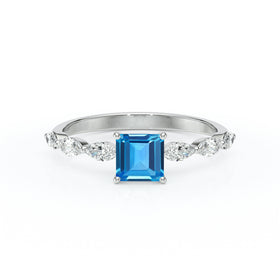 Solitaire accompagné topaze diamant Solstice - 6