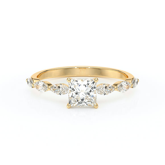 Solitaire accompagné diamant Solstice - 6