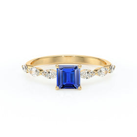 Solitaire accompagné saphir diamant Solstice - 6