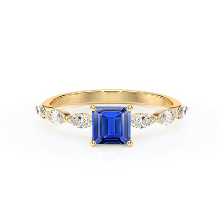Solitaire accompagné saphir diamant Solstice - 6