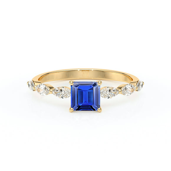 Solitaire accompagné saphir diamant Solstice - 6