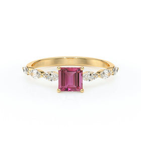 Solitaire accompagné tourmaline diamant Solstice - 6
