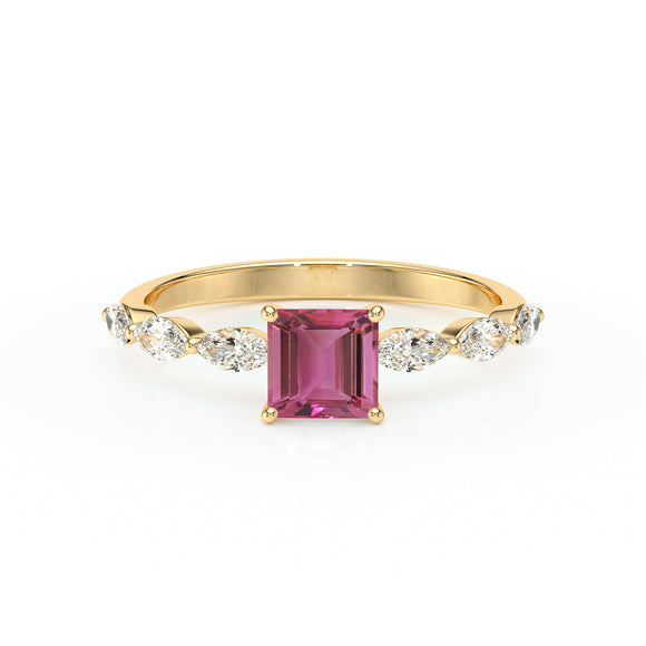 Solitaire accompagné tourmaline diamant Solstice - 6