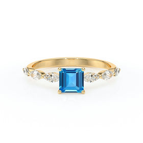 Solitaire accompagné topaze diamant Solstice - 6