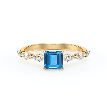 Solitaire accompagné topaze diamant Solstice - 6