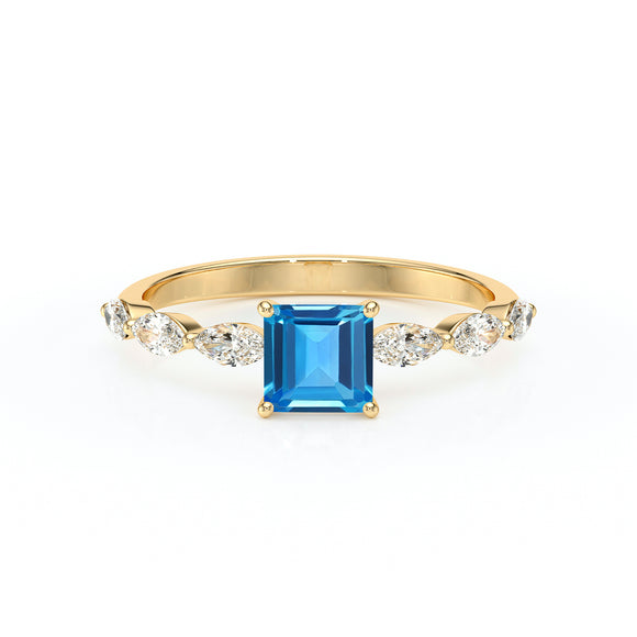 Solitaire accompagné topaze diamant Solstice - 6