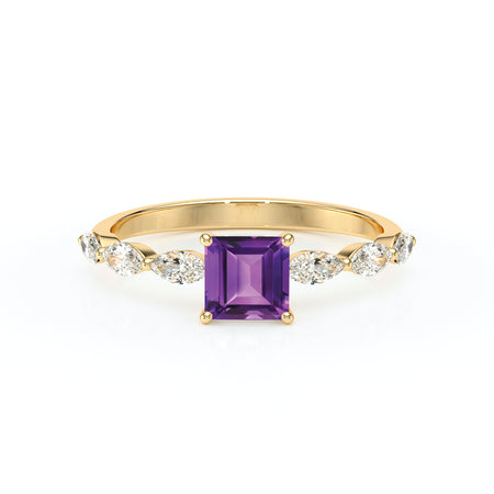 Solitaire accompagné améthyste diamant Solstice - 6