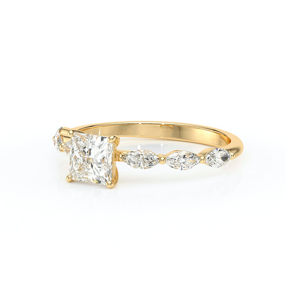 Solitaire accompagné diamant Solstice - 6