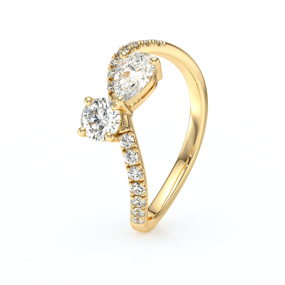 Solitaire accompagné diamant Toi et Moi - 2