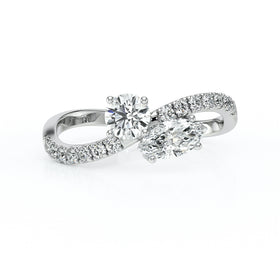 Solitaire accompagné diamant Toi et Moi - 3