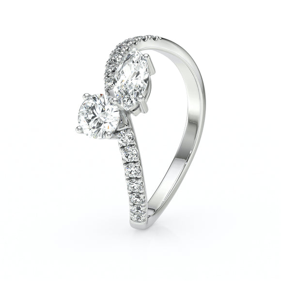 Solitaire accompagné diamant Toi et Moi - 3