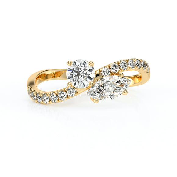 Solitaire accompagné diamant Toi et Moi - 3