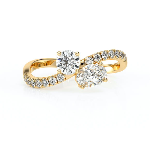 Solitaire accompagné diamant Toi et Moi - 4