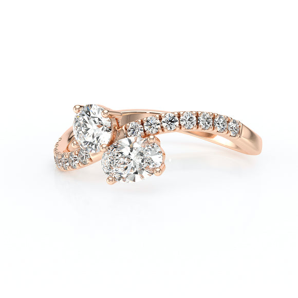 Solitaire accompagné diamant Toi et Moi - 4