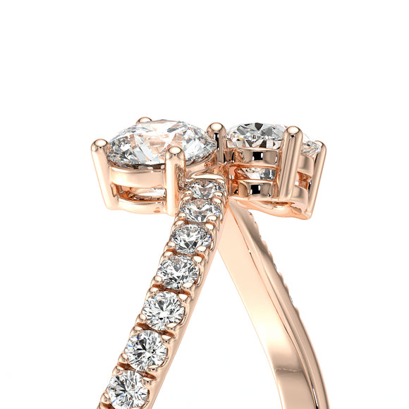 Solitaire accompagné diamant Toi et Moi - 4