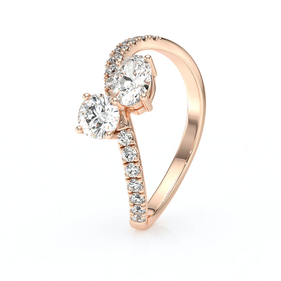 Solitaire accompagné diamant Toi et Moi - 4