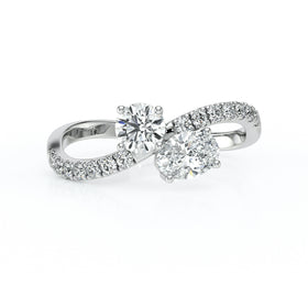 Solitaire accompagné diamant Toi et Moi - 4