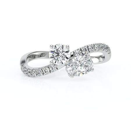 Solitaire accompagné diamant Toi et Moi - 4