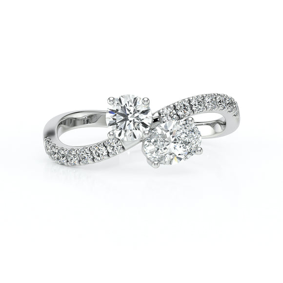 Solitaire accompagné diamant Toi et Moi - 4