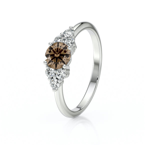 Solitaire accompagné diamant chocolat Divine Idylle - 14