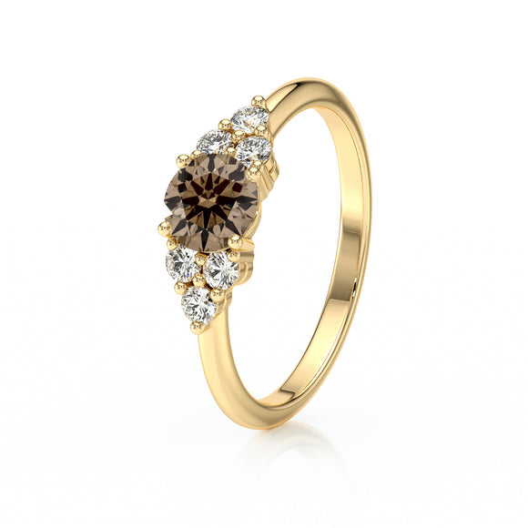 Solitaire accompagné diamant chocolat Divine Idylle - 14