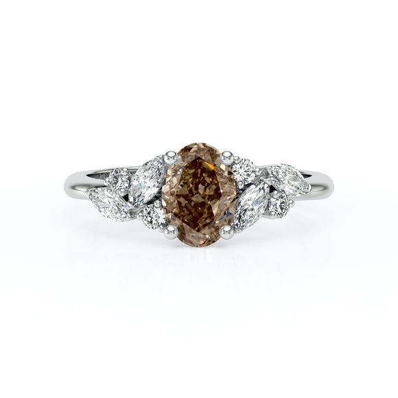 Solitaire accompagné diamant chocolat Divine Idylle - 23