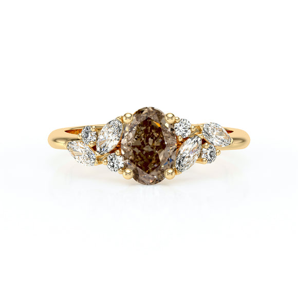 Solitaire accompagné diamant chocolat Divine Idylle - 23