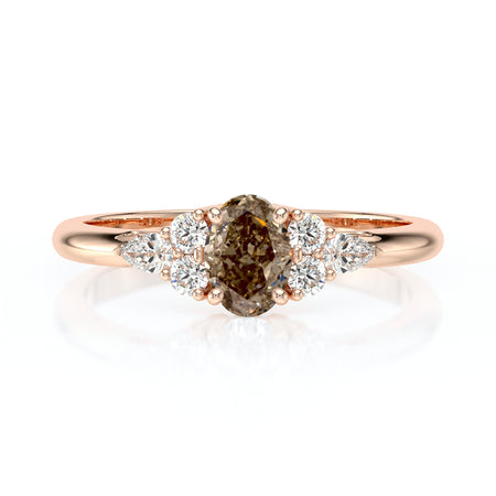 Solitaire accompagné diamant chocolat Divine Idylle - 5