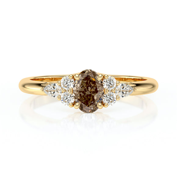 Solitaire accompagné diamant chocolat Divine Idylle - 5