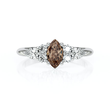 Solitaire accompagné diamant chocolat Divine Idylle - 9