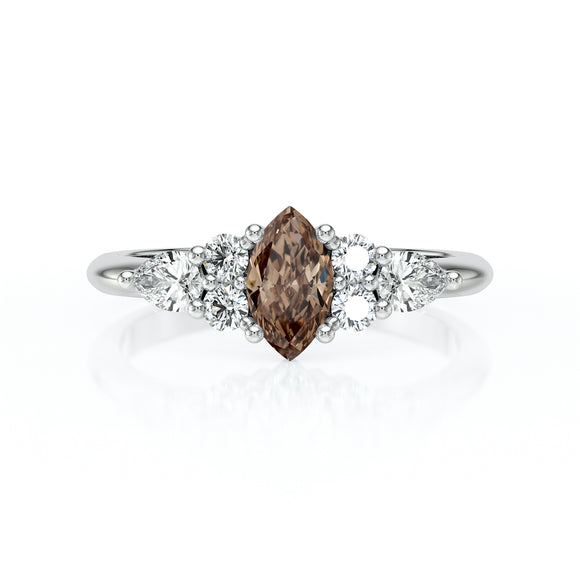 Solitaire accompagné diamant chocolat Divine Idylle - 9