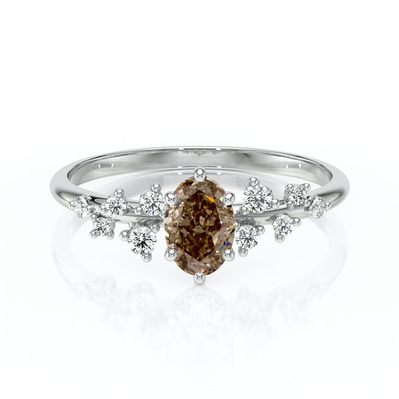 Solitaire accompagné diamant chocolat Pluie d'étoiles - 11