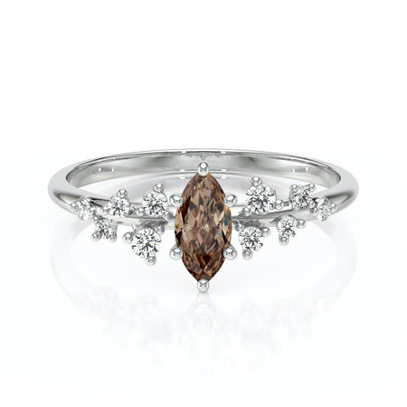 Solitaire accompagné diamant chocolat Pluie d'étoiles - 12