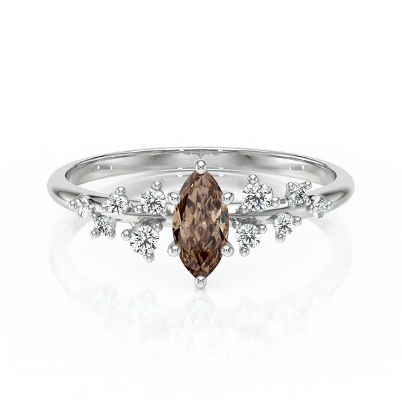 Solitaire accompagné diamant chocolat Pluie d'étoiles - 12