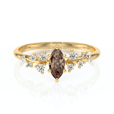 Solitaire accompagné diamant chocolat Pluie d'étoiles - 12