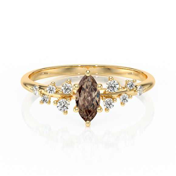 Solitaire accompagné diamant chocolat Pluie d'étoiles - 12