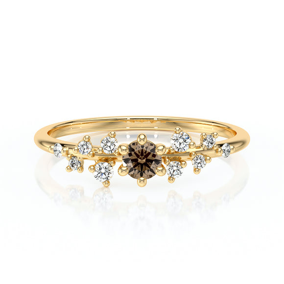 Solitaire accompagné diamant chocolat Pluie d’étoiles - 8