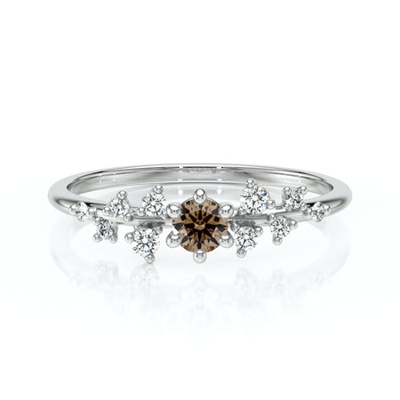 Solitaire accompagné diamant chocolat Pluie d’étoiles - 8