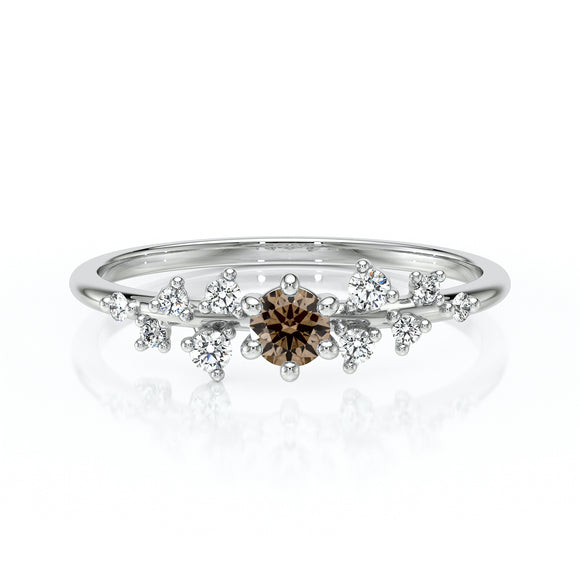 Solitaire accompagné diamant chocolat Pluie d’étoiles - 8