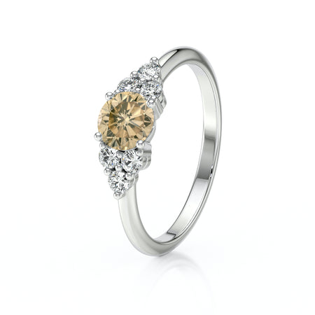Solitaire accompagné diamant cognac Divine Idylle - 14