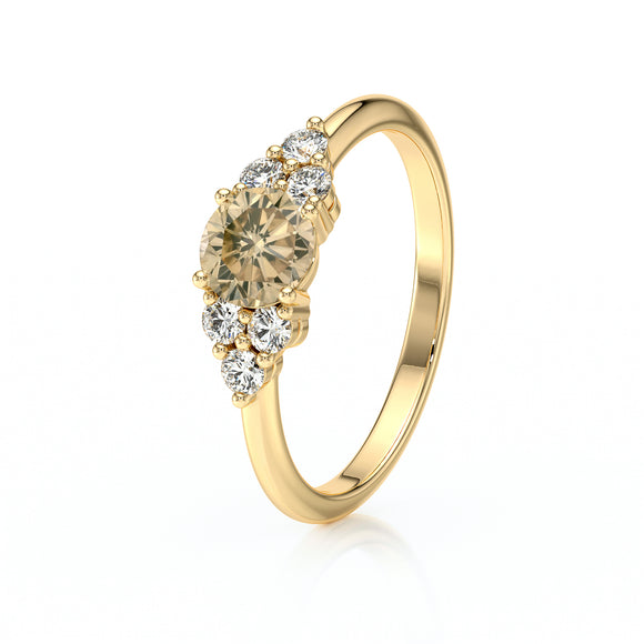Solitaire accompagné diamant cognac Divine Idylle - 14