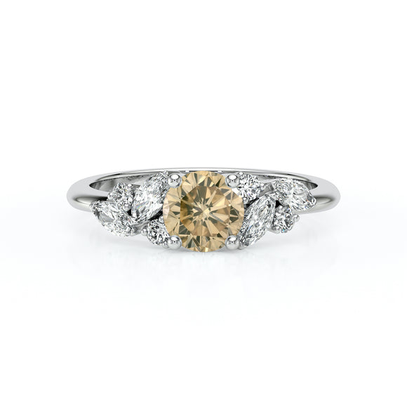 Solitaire accompagné diamant cognac Divine Idylle - 20