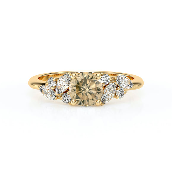 Solitaire accompagné diamant cognac Divine Idylle - 20