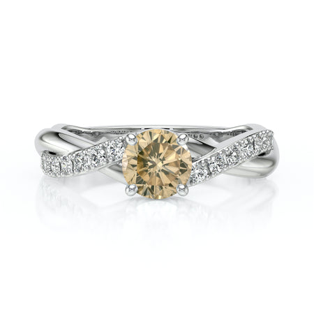 Solitaire accompagné diamant cognac Fou de toi - 3