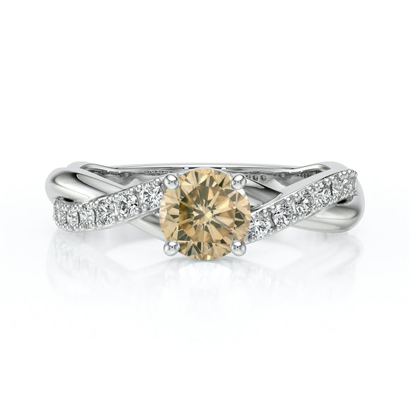 Solitaire accompagné diamant cognac Fou de toi - 3
