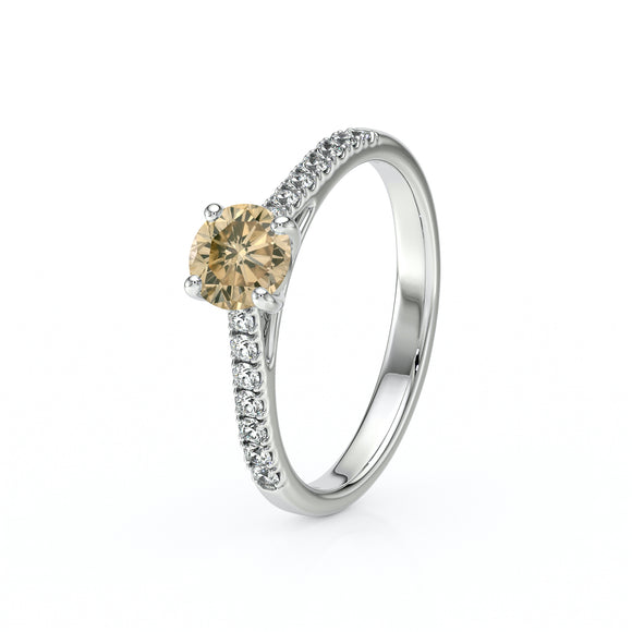 Solitaire accompagné diamant cognac Pluie d’étoiles - 19