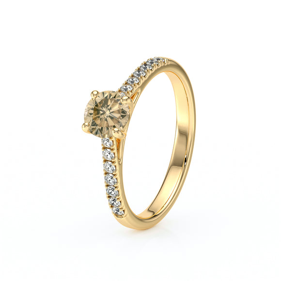 Solitaire accompagné diamant cognac Pluie d’étoiles - 19