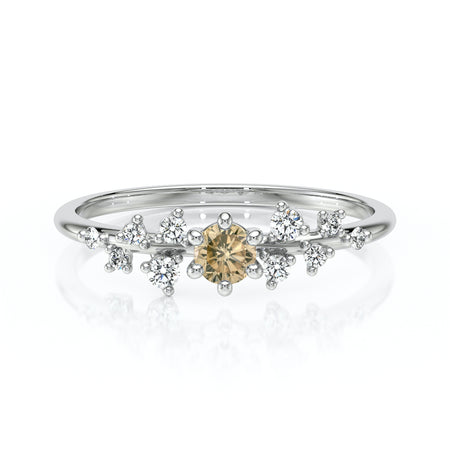 Solitaire accompagné diamant cognac Pluie d’étoiles - 8