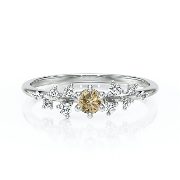 Solitaire accompagné diamant cognac Pluie d’étoiles - 8